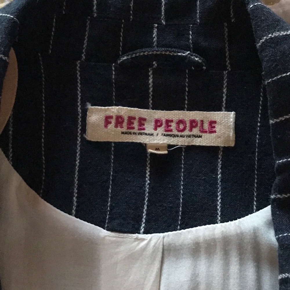Free People Navy Pinstripe Blazer - Picture 7 of 11
